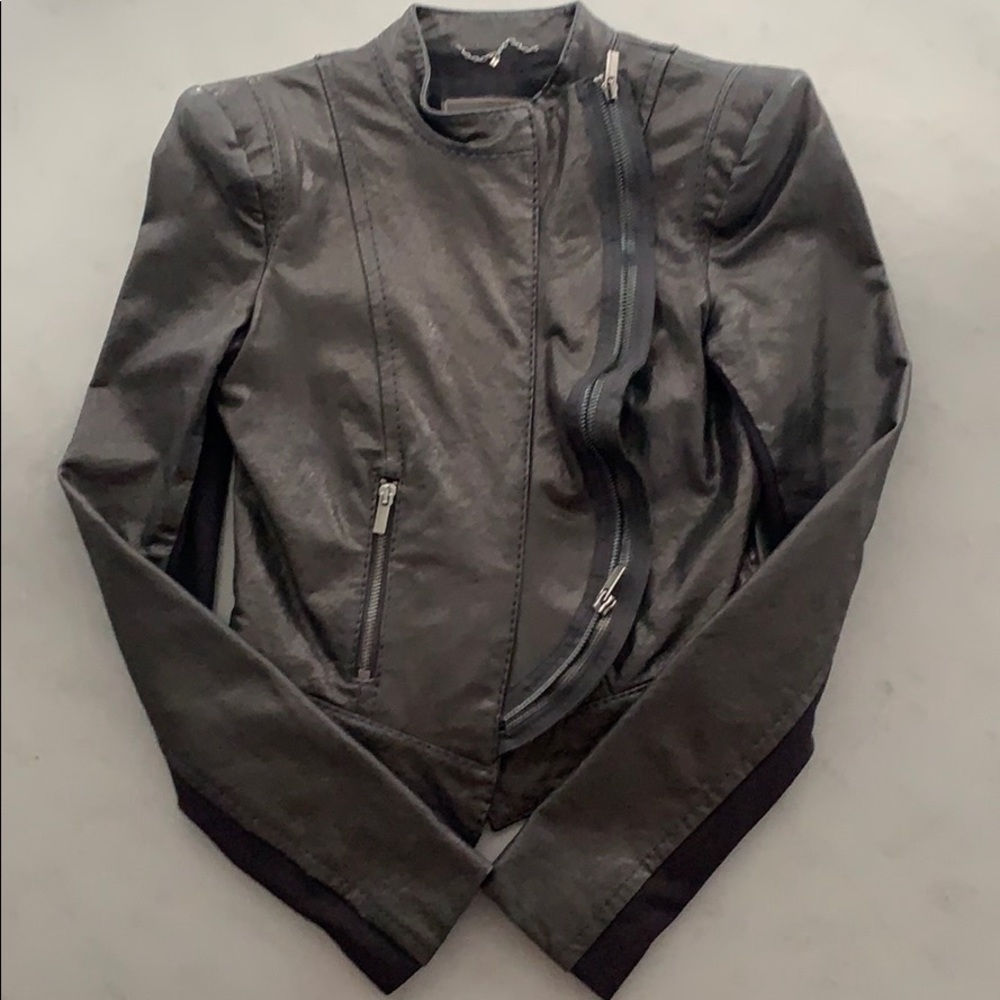 BCBG Maxazria Black Leather Moto Jacket, XXS